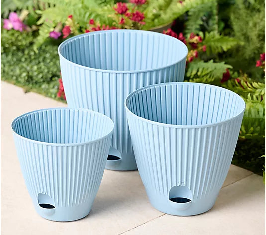 3-piece 10/12/14" Capillary Self-Watering Planters