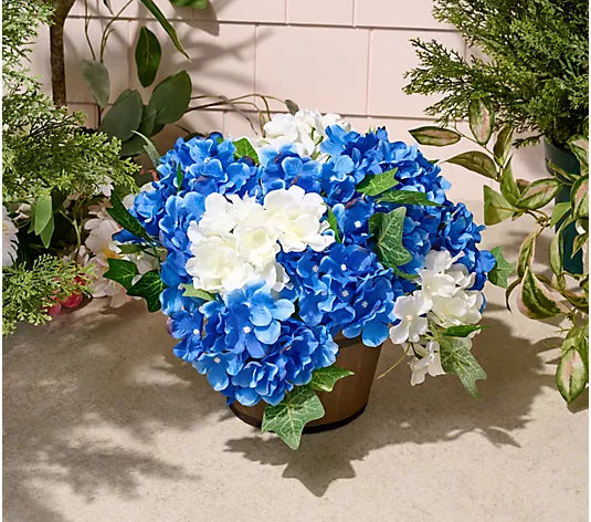 16" Faux Hydrangea Arrangement in Planter